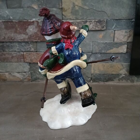 Tradition of Christmas Snowman on Skis Bobble Head Figurine Holiday Decoration - Picture 4 of 9